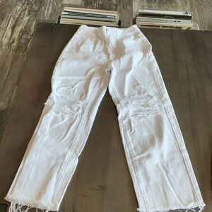 SHEIN Light Blue Distressed Boyfriend Jeans